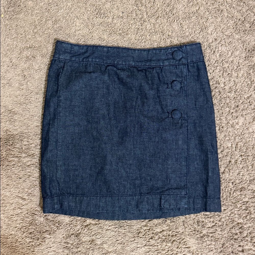 Y2K Dark Denim Wrap Mini Skirt Button Detail size 12 Indie Sleeze 90’s Grunge